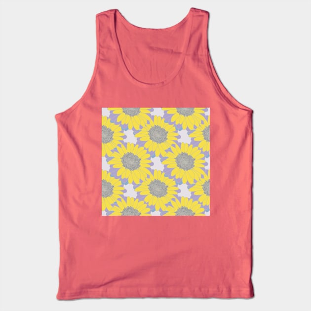 Yellow Daisy Floral Pattern Tank Top by ellenhenryart